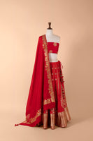 Handwoven Red Silk Lehenga