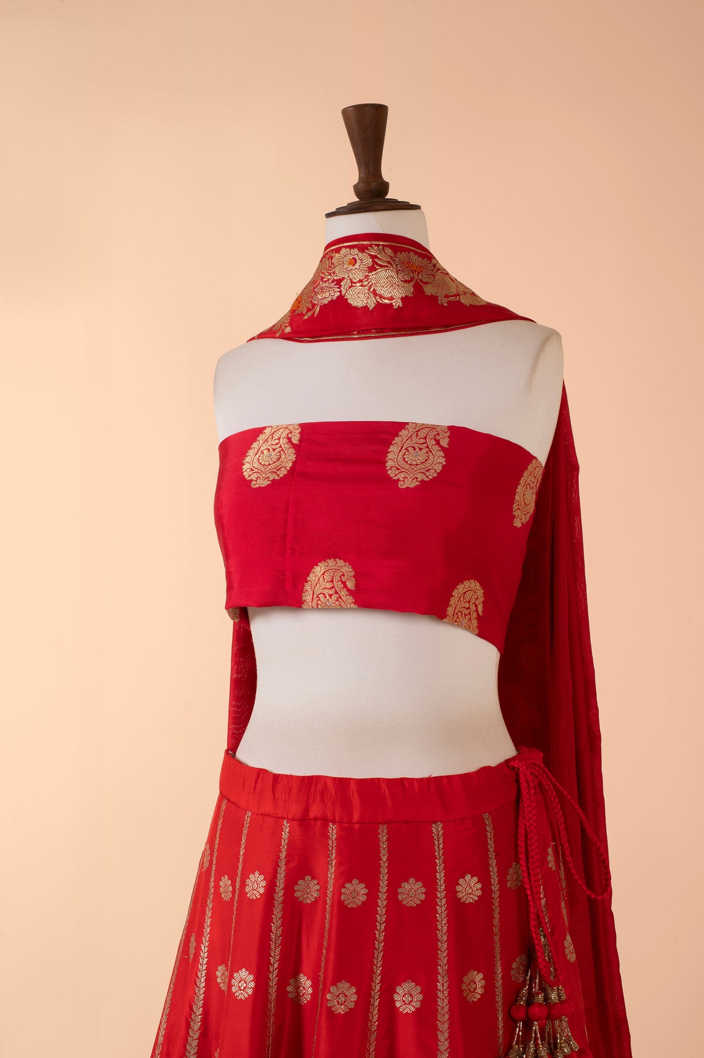 Handwoven Red Silk Lehenga