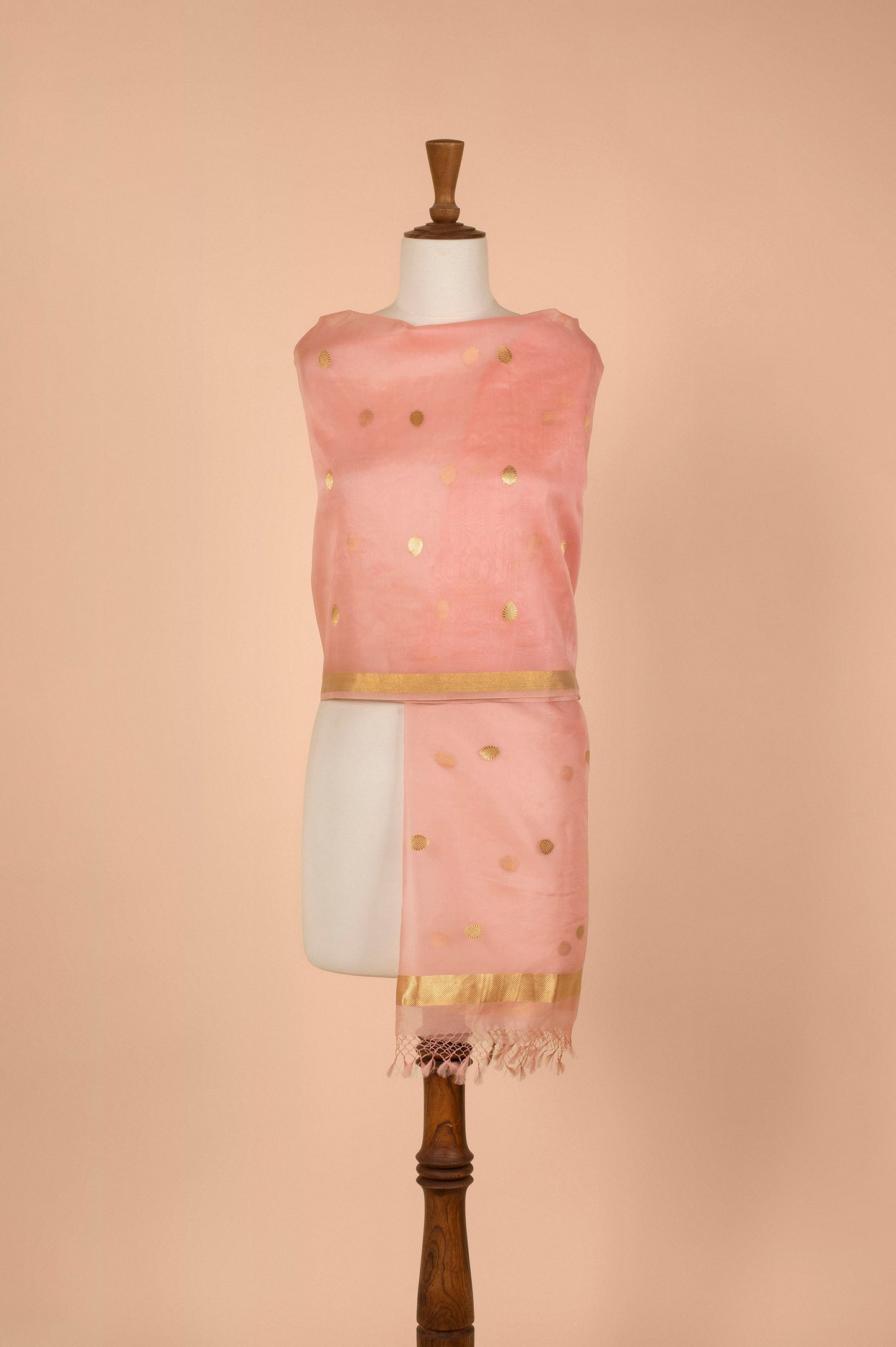 Handwoven Pink Organza Dupatta