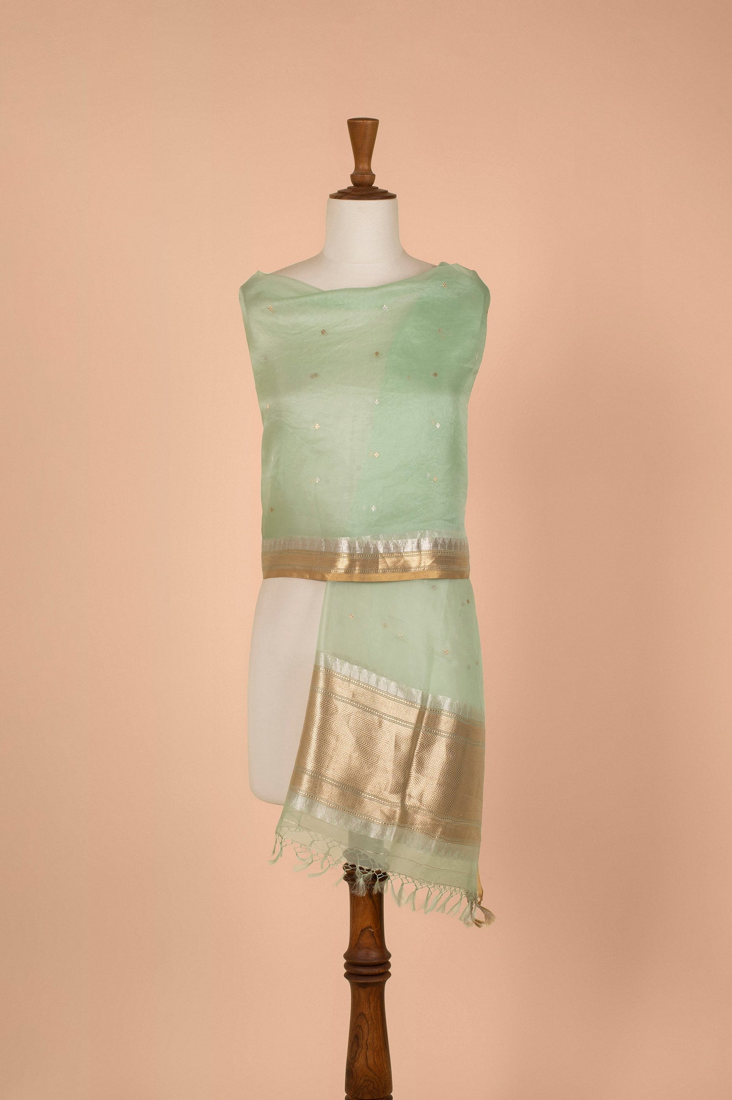 Handwoven Green Organza Dupatta