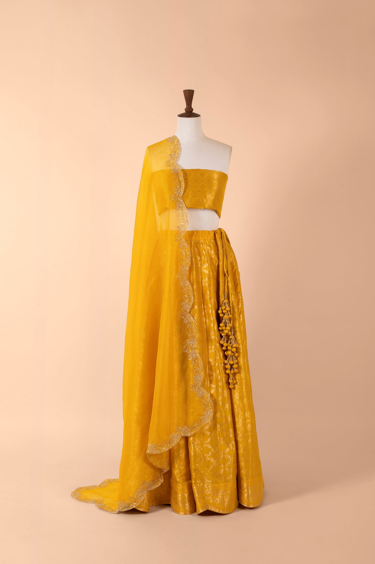 Handwoven Yellow Silk Lehenga