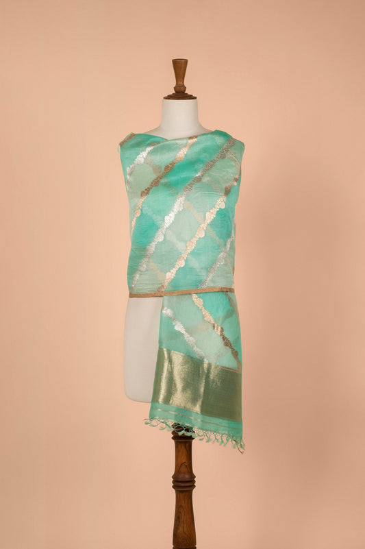 Handwoven Blue Organza Dupatta