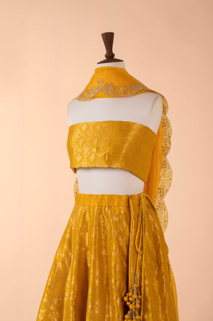 Handwoven Yellow Silk Lehenga