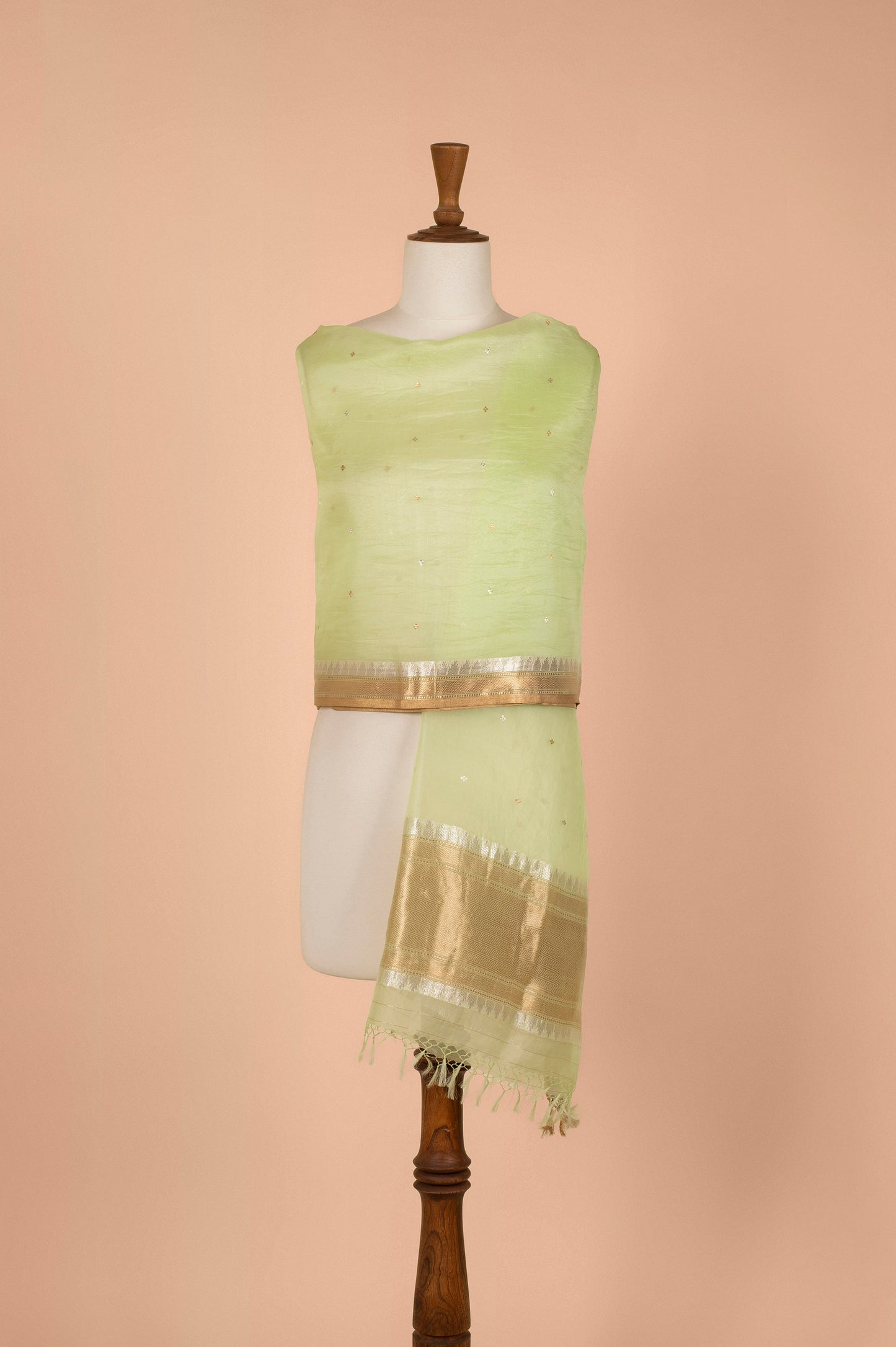 Handwoven Green Organza Dupatta