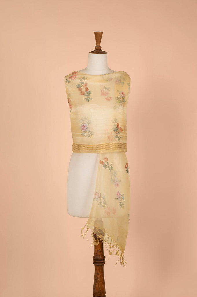 Handwoven Yellow Organza Dupatta