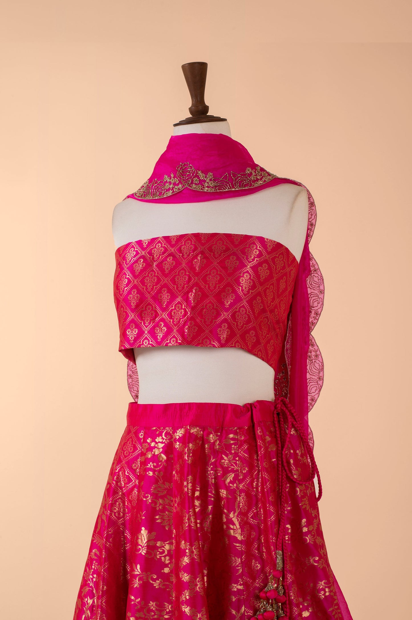 Handwoven Pink Silk Lehenga