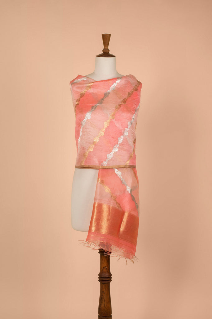 Handwoven Orange Organza Dupatta