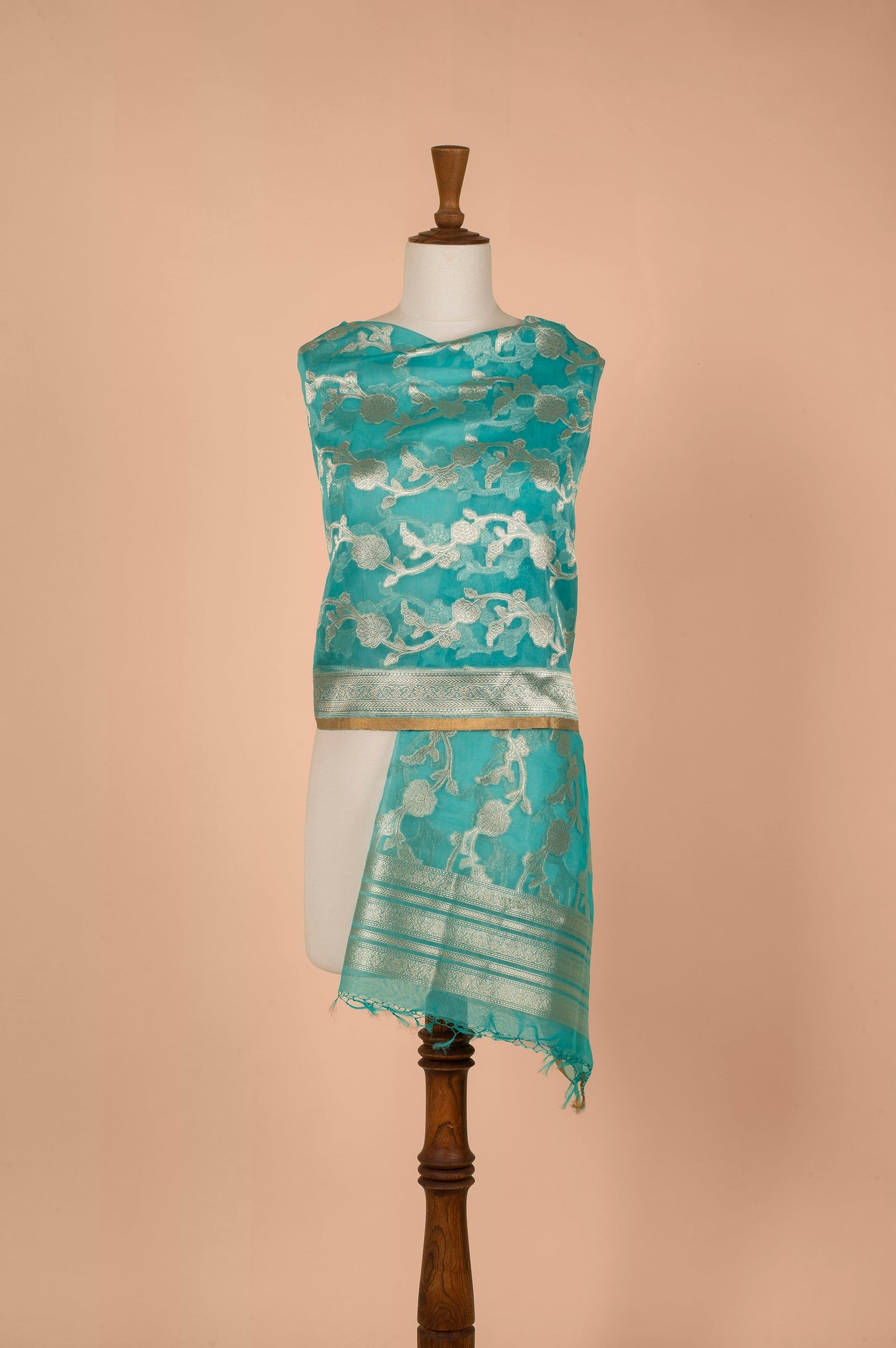 Handwoven Blue Organza Dupatta