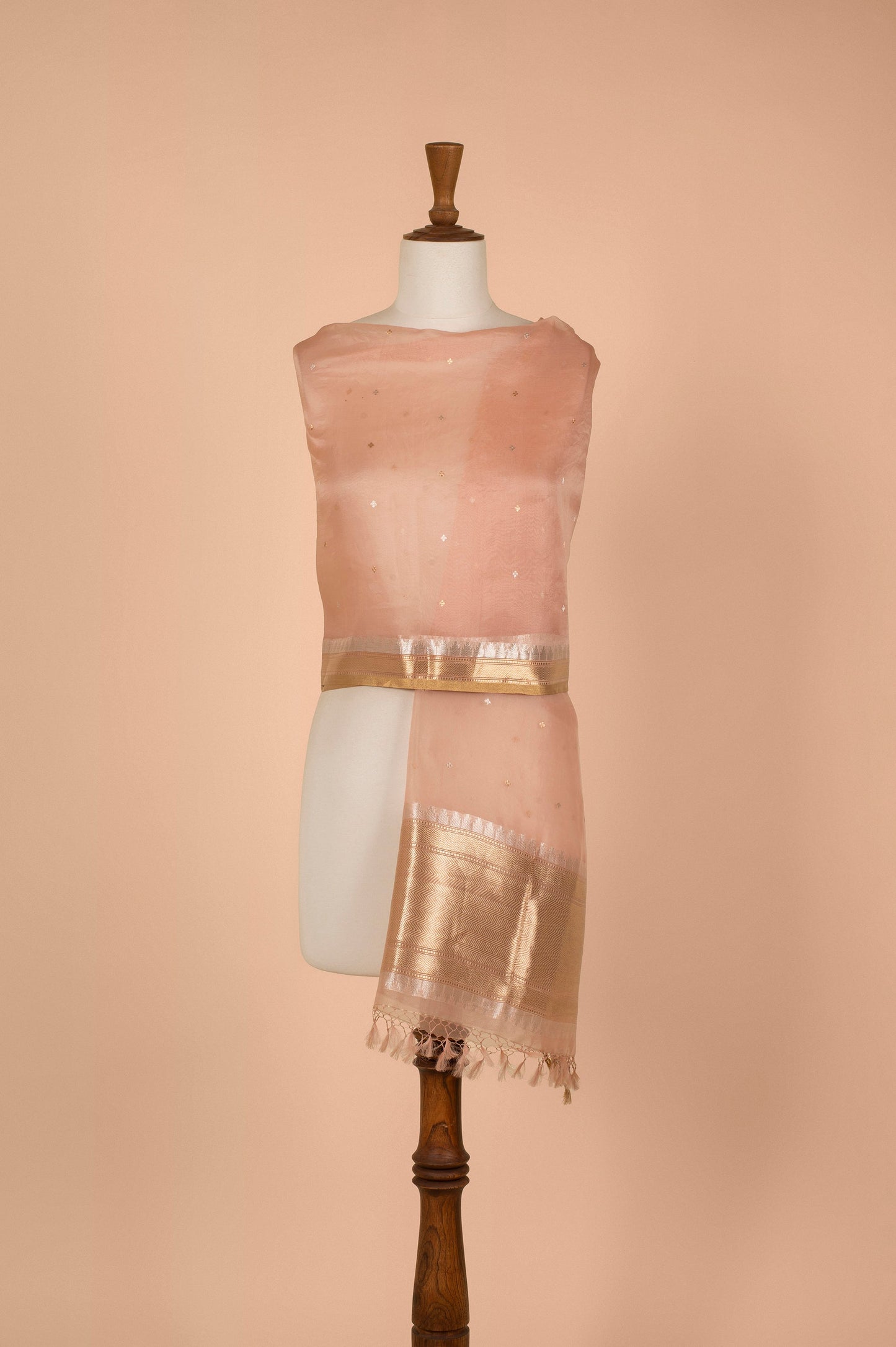 Handwoven Beige Organza Dupatta