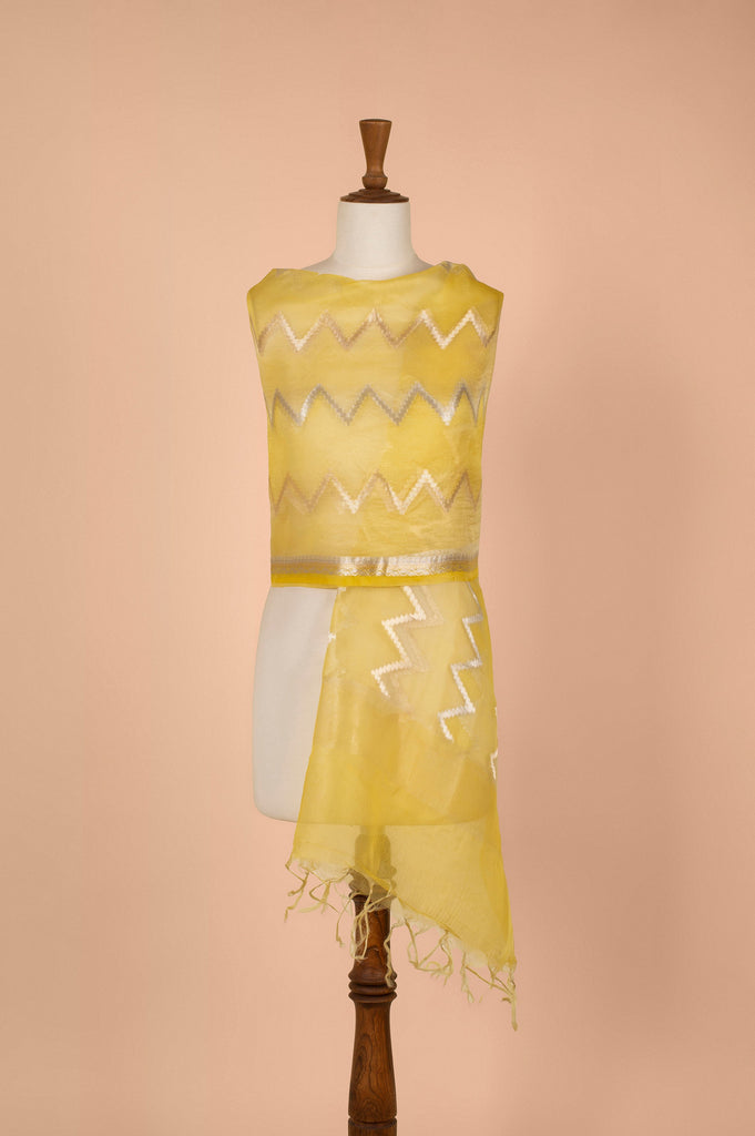Handwoven Yellow Organza Dupatta