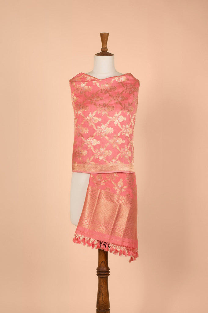 Handwoven Pink Silk Dupatta