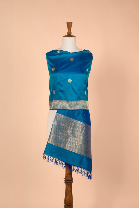 Handwoven Blue Silk Dupatta