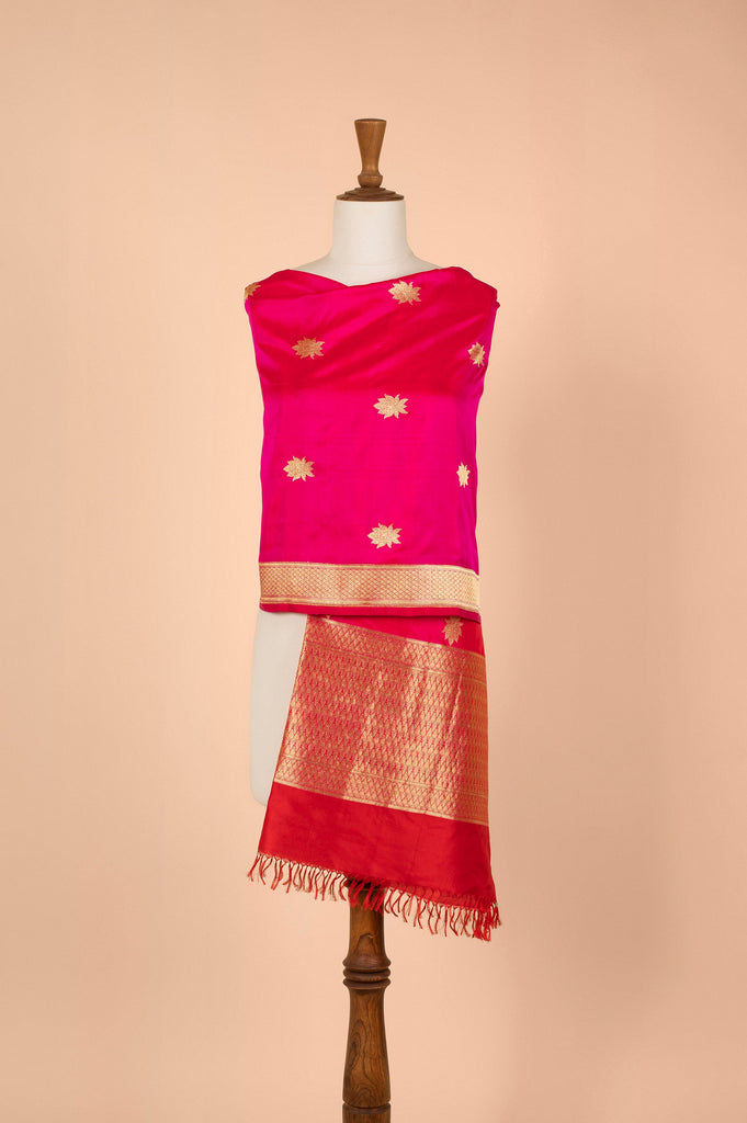Handwoven Pink Silk Dupatta