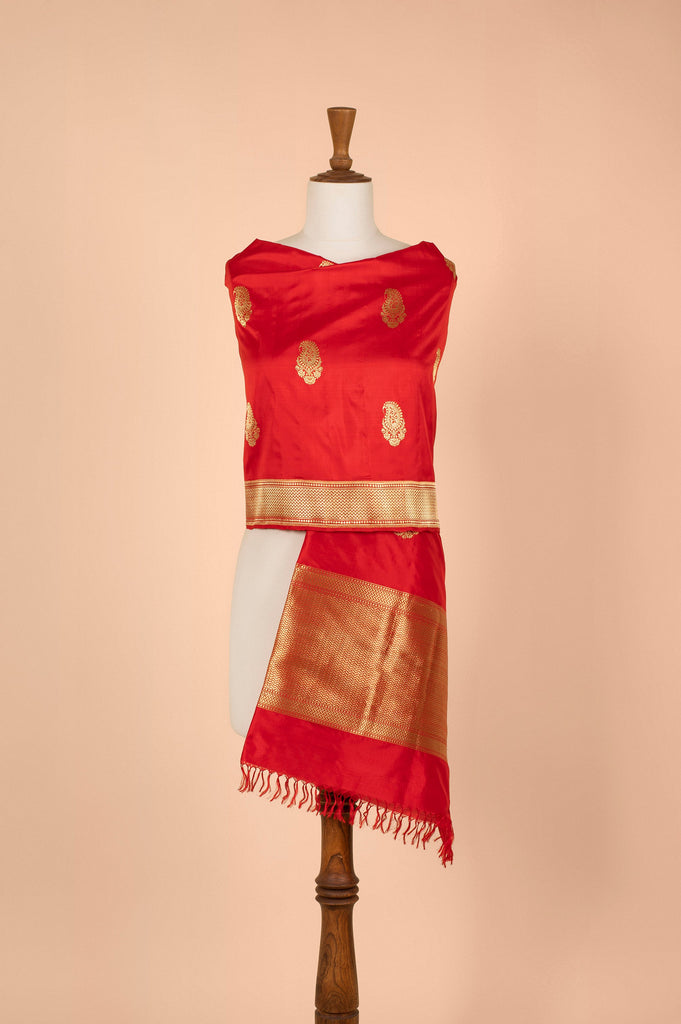 Handwoven Red Silk Dupatta