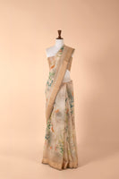 Handwoven Beige Chanderi Saree