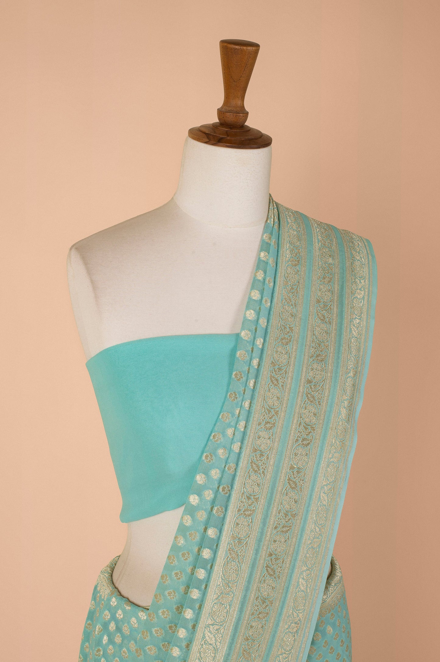 Handwoven Blue Georgette Sari