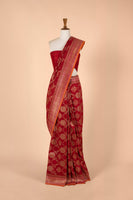 Handwoven Red Tussar Silk Sari