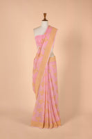 Handwoven Pink Georgette Sari