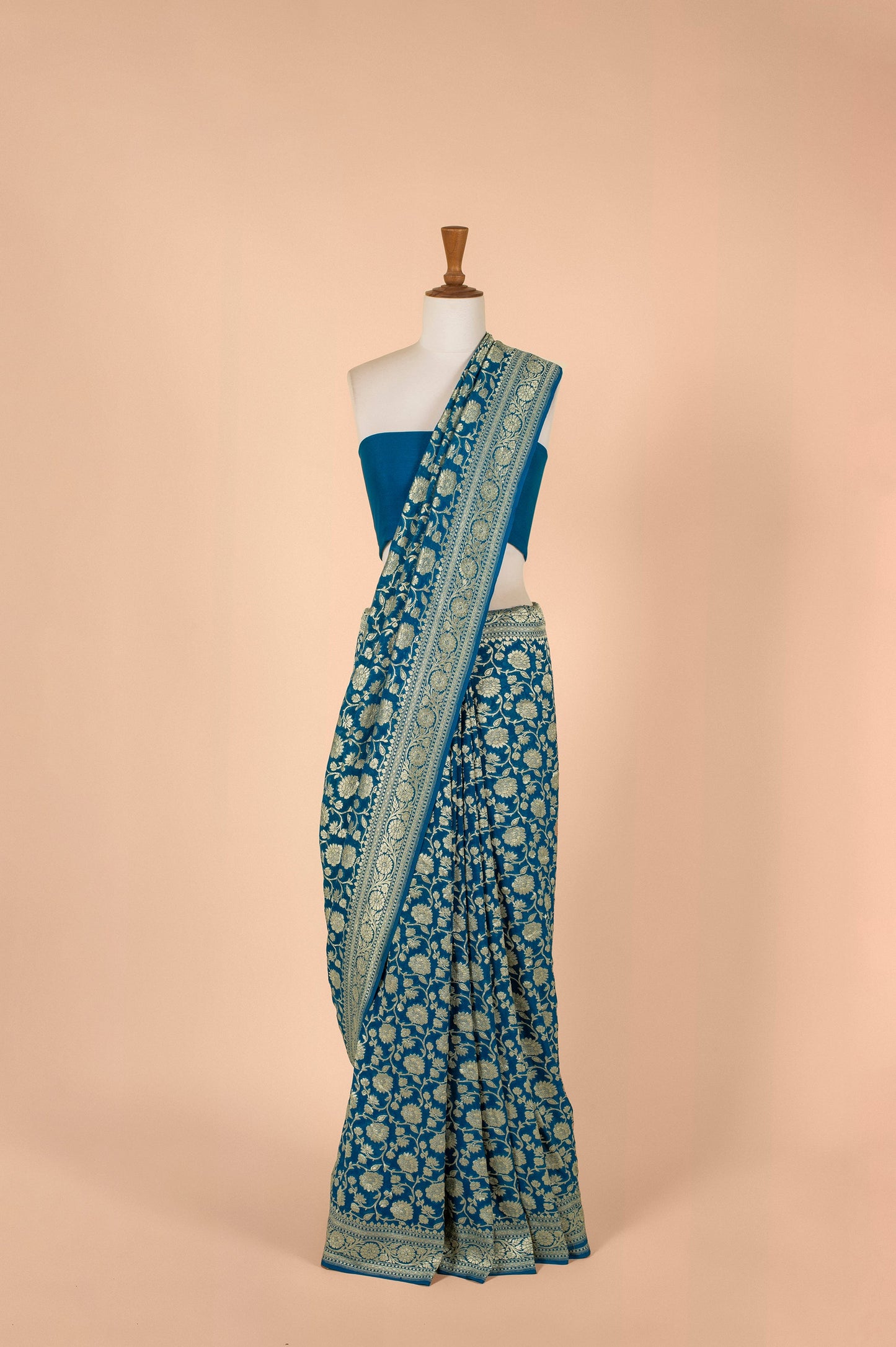 Handwoven Blue Georgette Sari