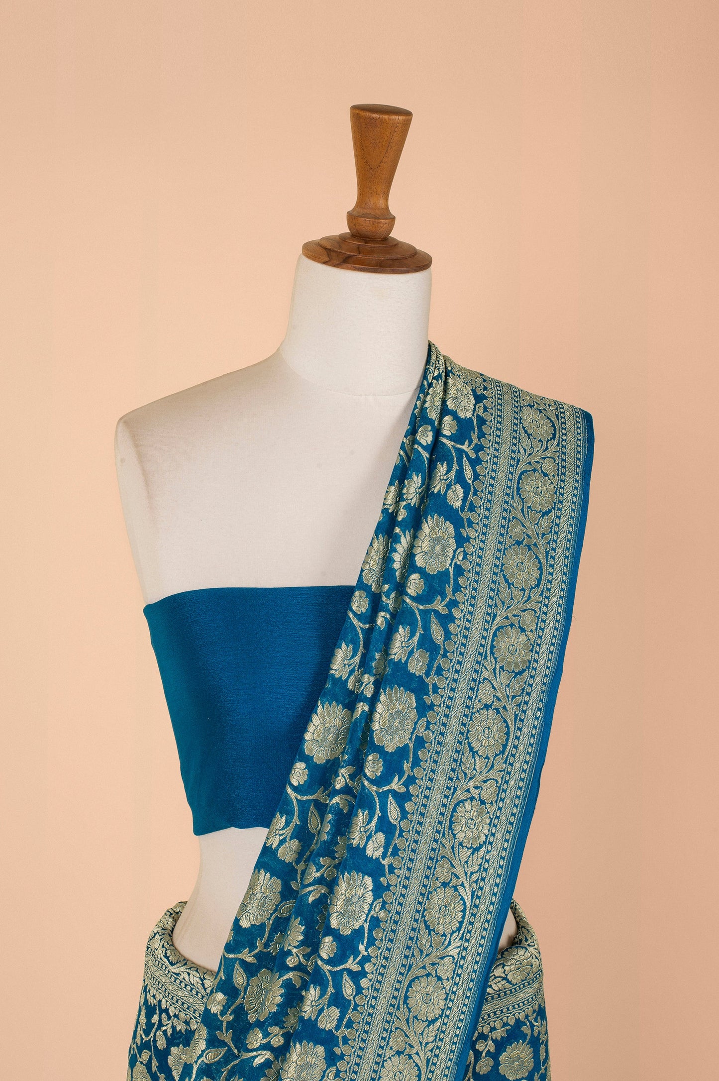 Handwoven Blue Georgette Sari