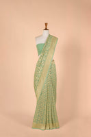 Handwoven Green Georgette Sari