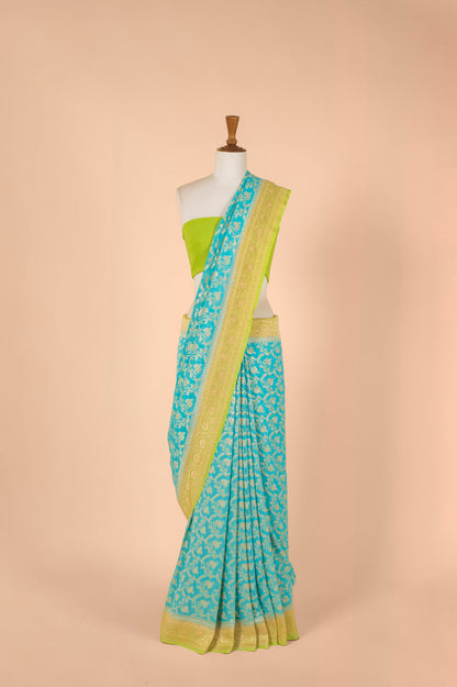 Handwoven Blue Georgette Sari