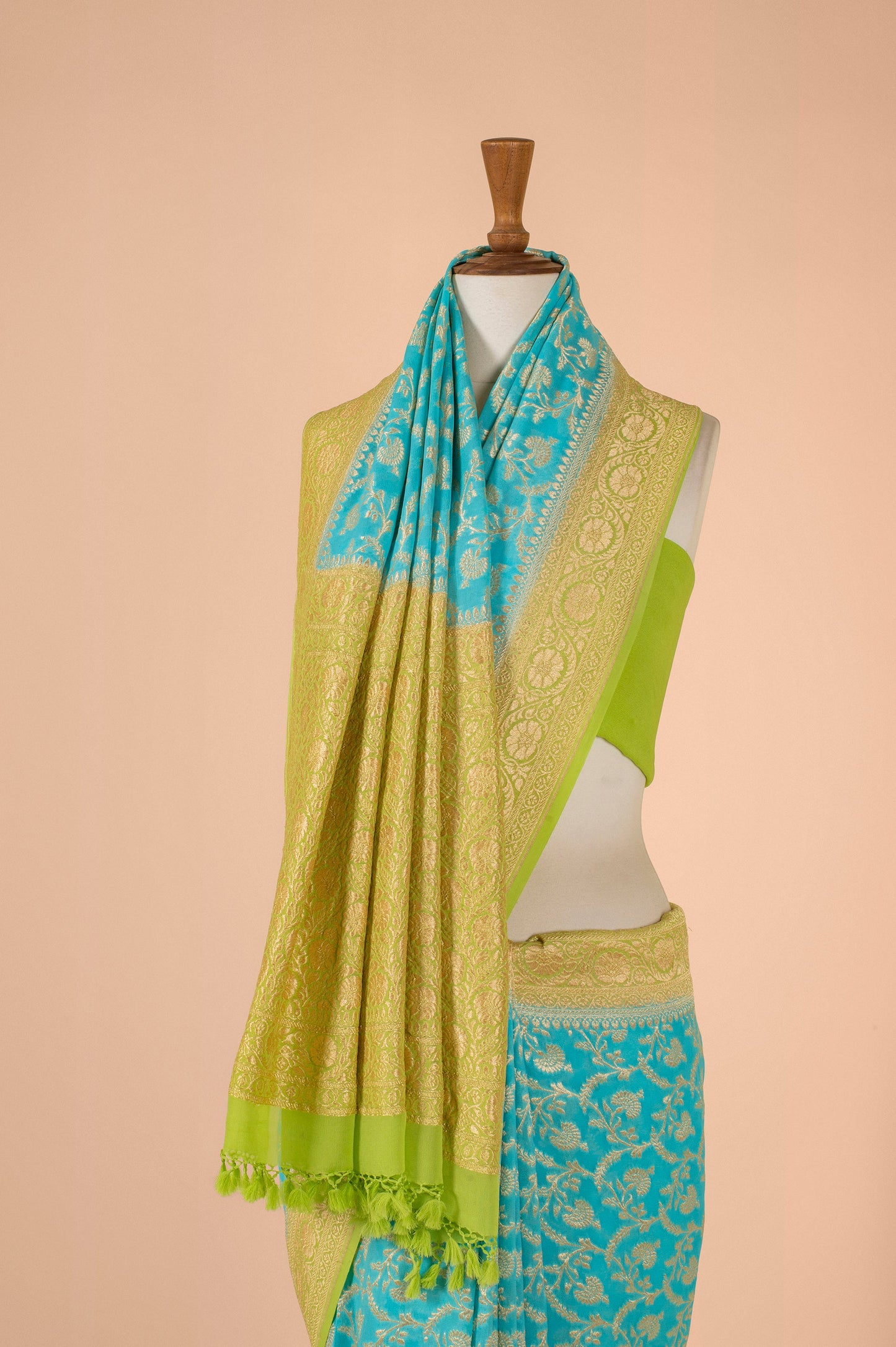 Handwoven Blue Georgette Sari