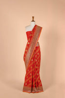 Handwoven Red Tussar Silk Sari