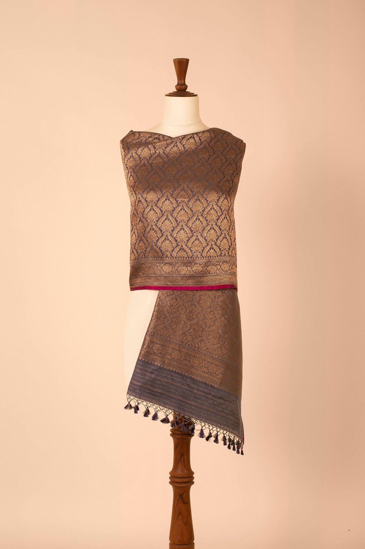 Handwoven Grey Silk Dupatta