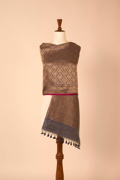 Handwoven Grey Silk Dupatta