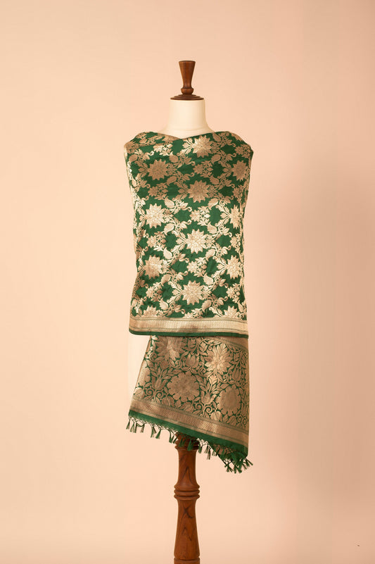 Handwoven Green Silk Dupatta