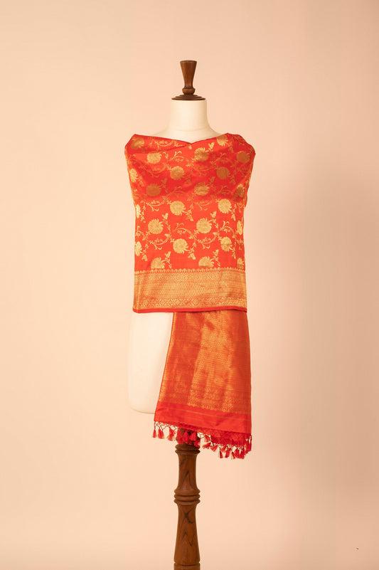 Handwoven Orange Silk Dupatta