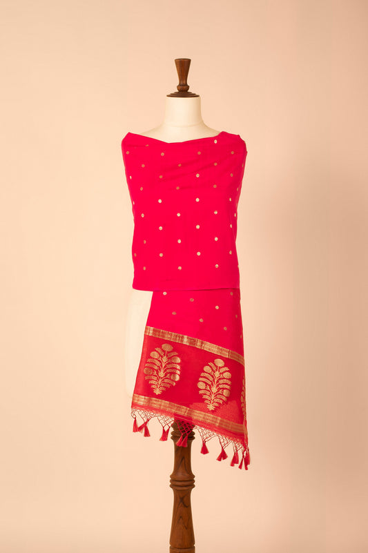 Handwoven Pink Silk Dupatta