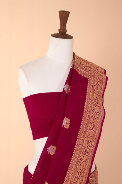 Handwoven Deep Red Georgette Sari