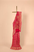 Handwoven Pink Bandhani Sari