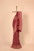 Handwoven Maroon Bandhani Sari