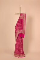 Handwoven Pink Bandhani Sari