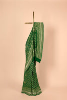 Handwoven Green Bandhani Sari