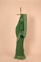 Handwoven Green Bandhani Sari