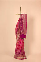 Handwoven Pink Bandhani Sari