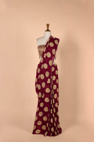 Handwoven Wine Georgette Sari