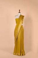 Handwoven Yellow Georgette Sari