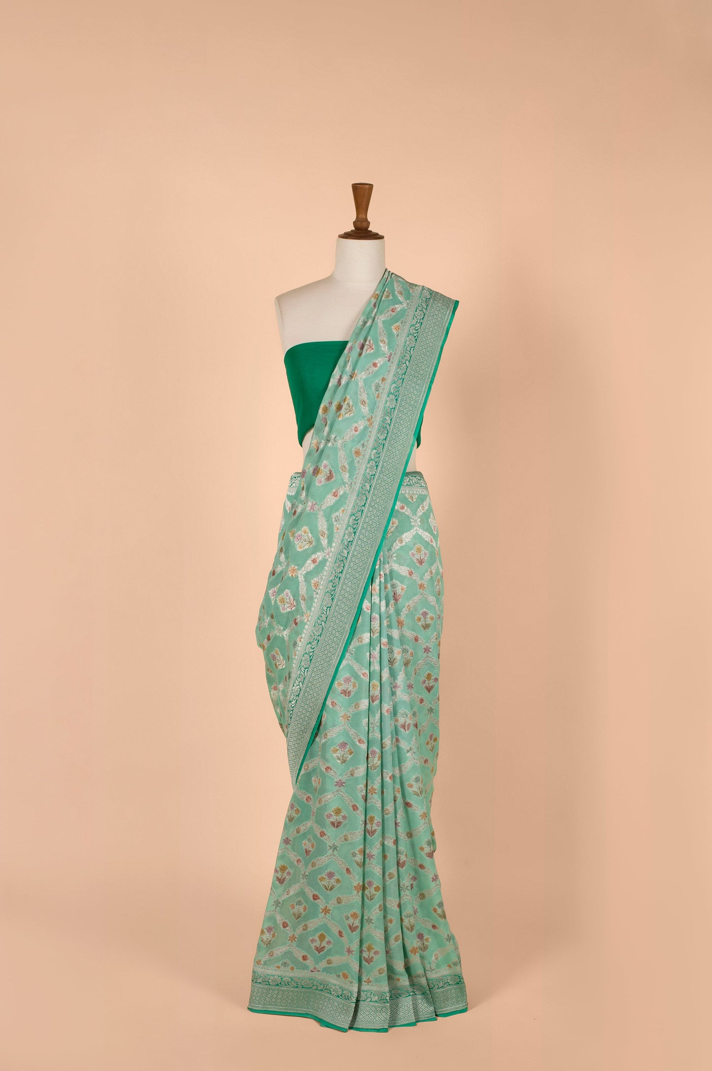 Handwoven Blue Georgette Saree