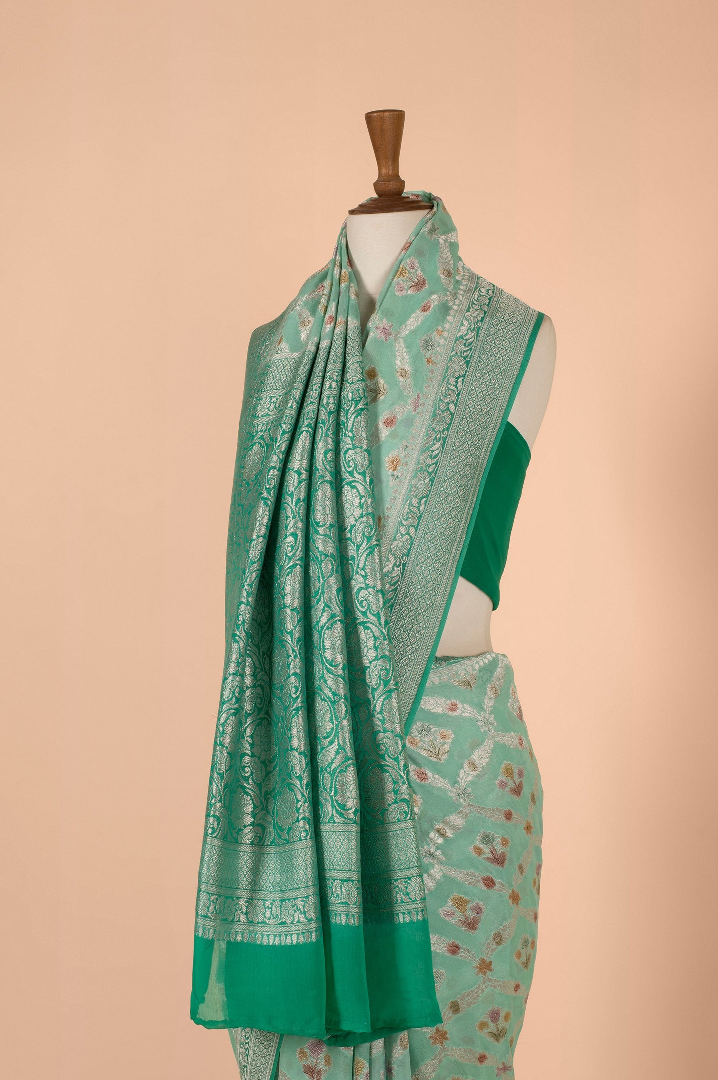 Handwoven Blue Georgette Saree