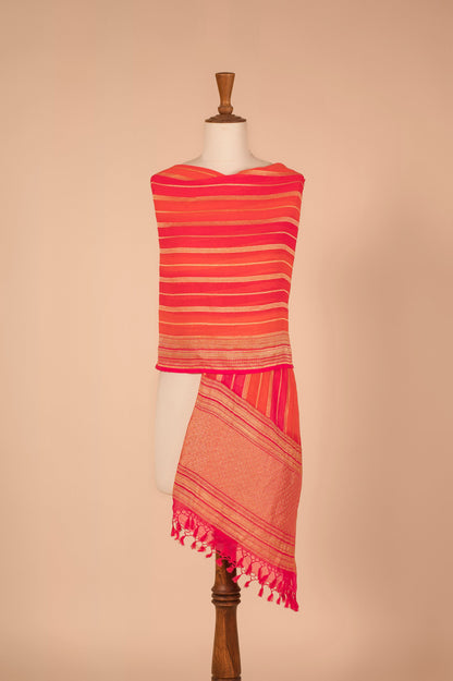 Handwoven Orange Georgette Dupatta