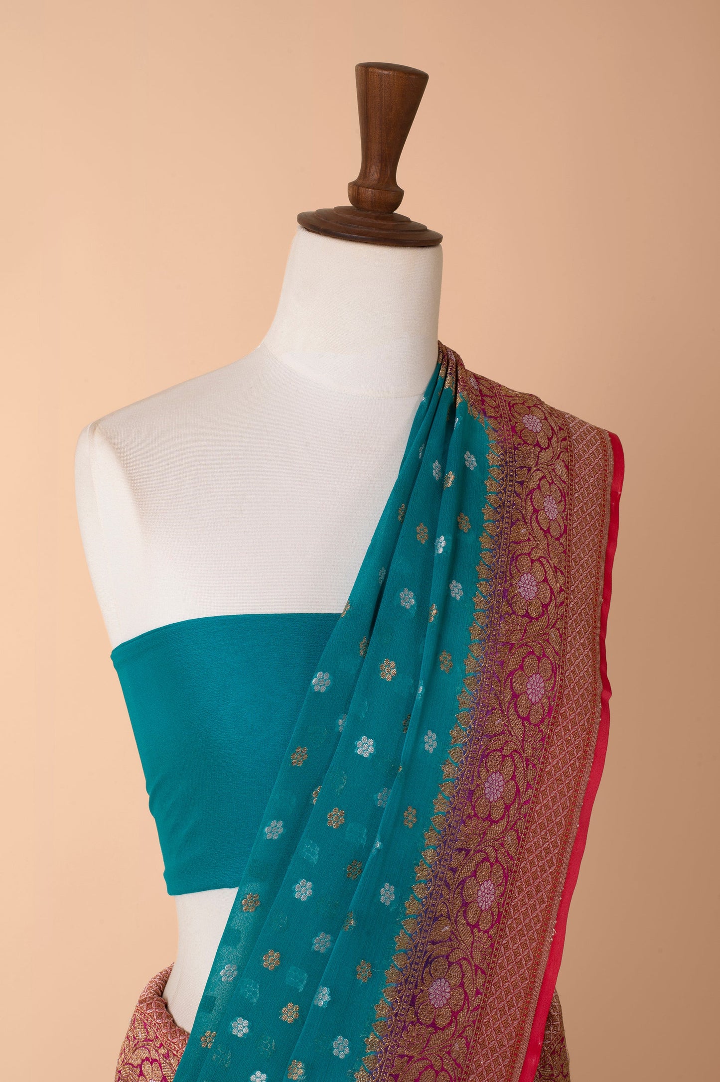 Handwoven Blue Georgette Saree