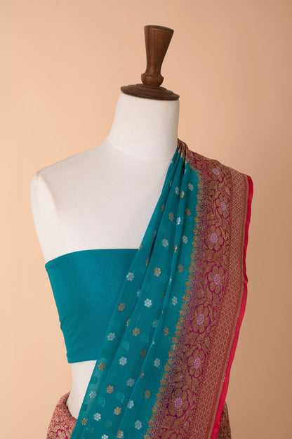 Handwoven Blue Georgette Saree