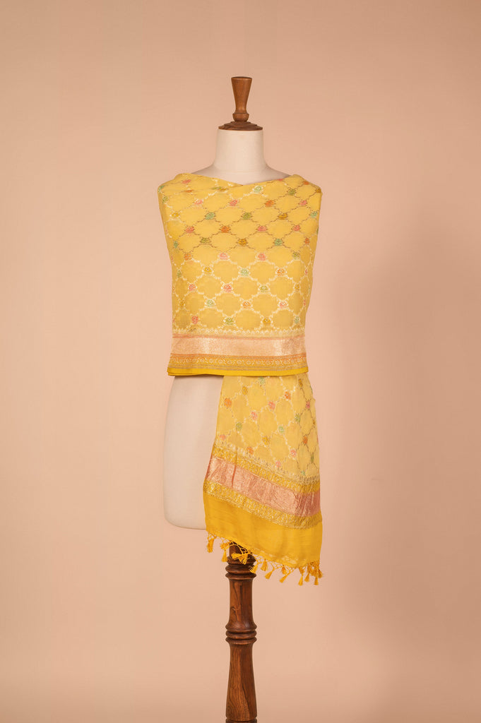 Handwoven Yellow Georgette Dupatta