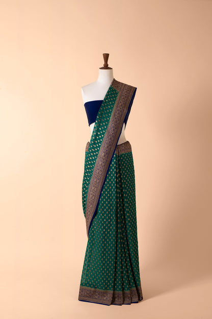 Handwoven Green Georgette Sari