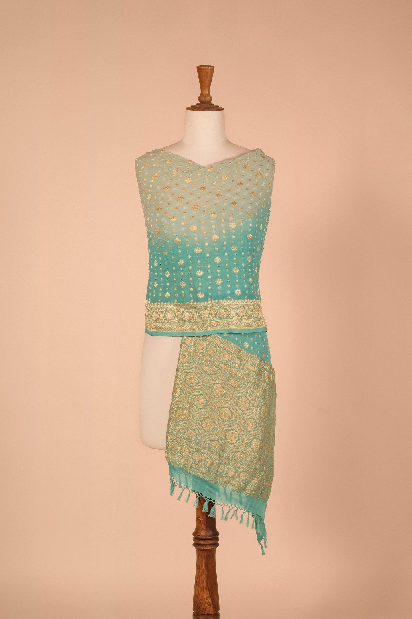 Handwoven Blue Bandhani Dupatta